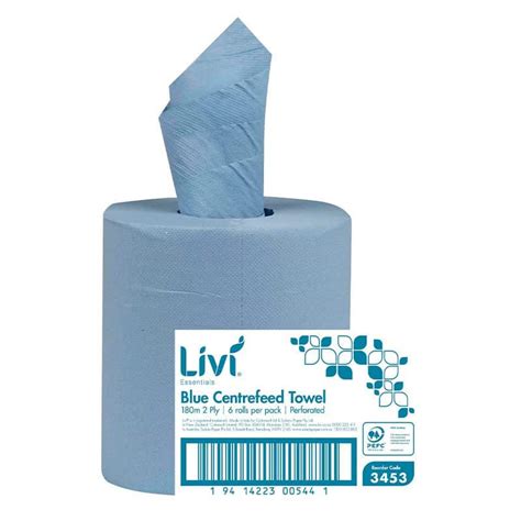 Livi Essentials Blue Centrefeed Towel Ply M Rapidclean Nz