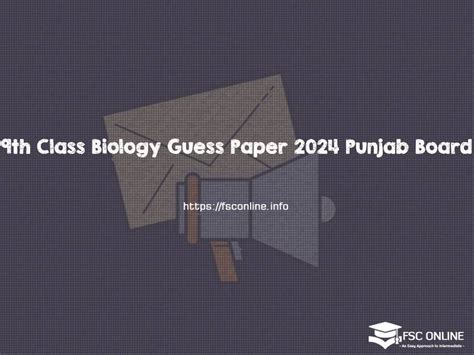 9th Class Biology Guess Paper 2024 Punjab Board