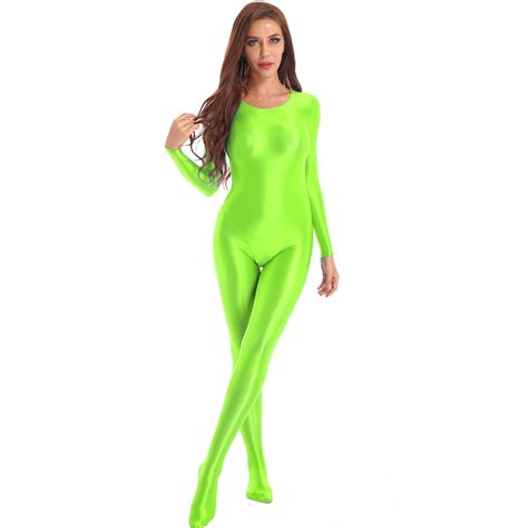 YONGHS Womens Glossy Spandex Full Bodysuit Costume Dance Zentai Unitard