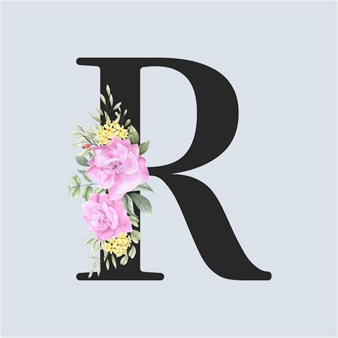 Alfabeto Floral Letras R Con Flores Y Hojas Rosas Vector Premium