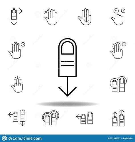 Un Finger Abajo Del Icono Del Esquema Del Gesto Del Golpe Fuerte Fije