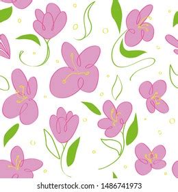 Pink Flower Vector Seamless Pattern Stock Vector Royalty Free