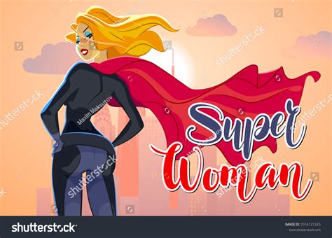 Superwoman Cartoon Colored Style Confident Vector Stock Vector Royalty