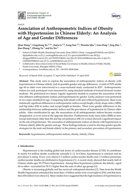 PDF Association Of Anthropometric Indices Of Obesity With