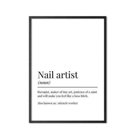 Nail Artist Definition Print A4 Wall Art Salon Decor Nail Artist