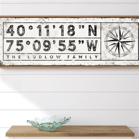 Custom Metal Gps Coordinates Sign Longitude Latitude Sign Etsy