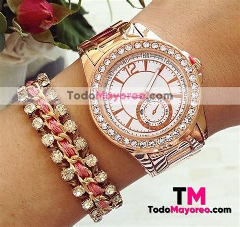 Reloj Rosado Extensible Metal Diamantes R Relojes De Mayoreo