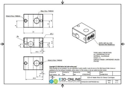 E3D V6 Copper Heater Block Genuine UK