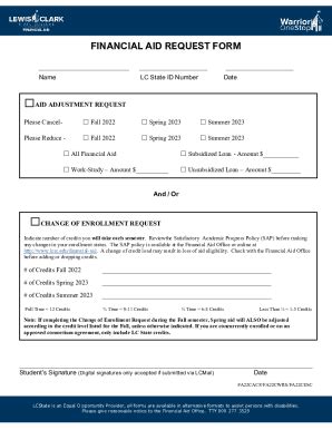 Fillable Online Financial Aid Request Form Fax Email Print Pdffiller