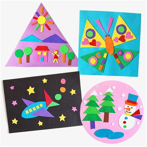 shape learning craft  kids triangle shape craft project snowman