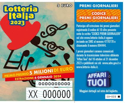 Premi Giornalieri Lotteria Italia 2023 Biglietto Vincente Del 29