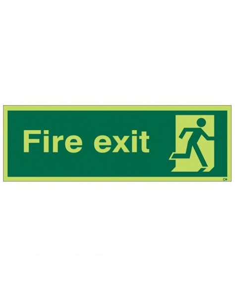 Extra Large Glow In The Dark Fire Exit Running Man Right Sign 900mm X 300mm