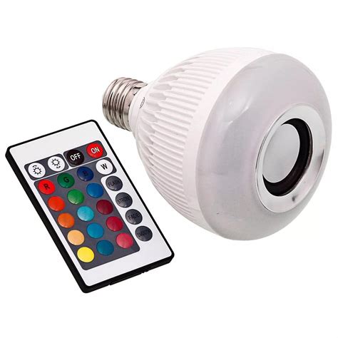 Lâmpada Led Rgb Musical 12w Caixa De Som Bluetooth 2 Em 1 Controle