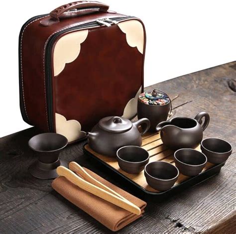 Amazon Portable Travel Tea Set Chinese Kung Fu Zisha Teapot Set