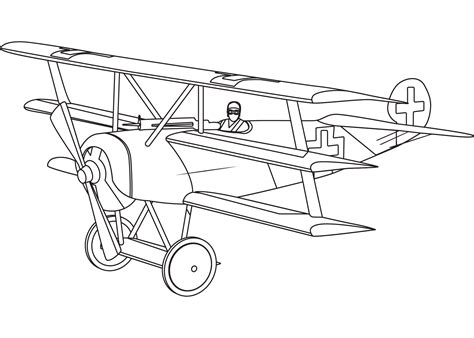 Red Barons Fokker Triplane Coloring Page Colouringpages