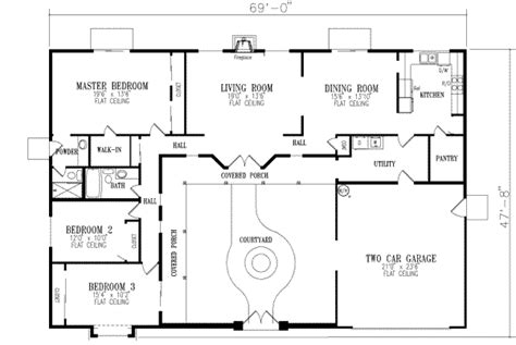 U Shaped Ranch Floor Plans Floorplans Click