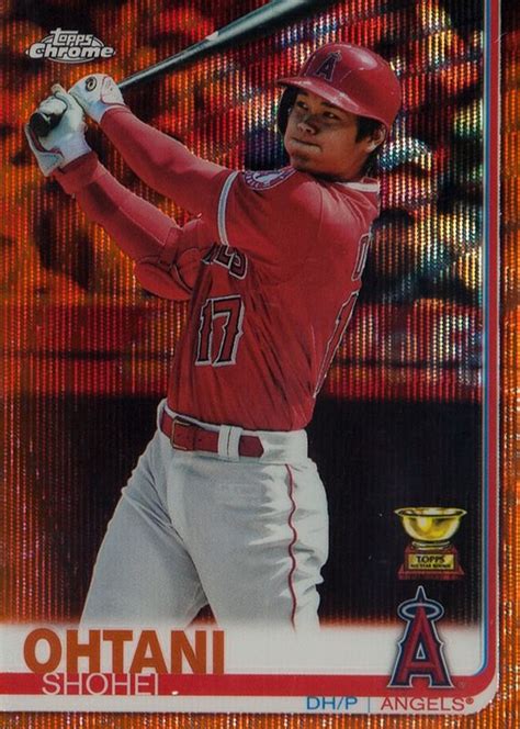 Shohei Ohtani Topps Chrome Orange Wave Refractor Batting