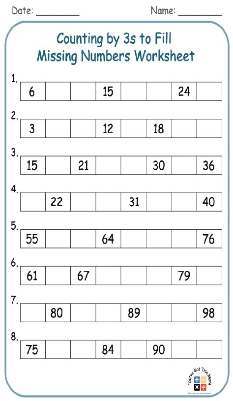 30 Counting By 3s Worksheets Free Printable