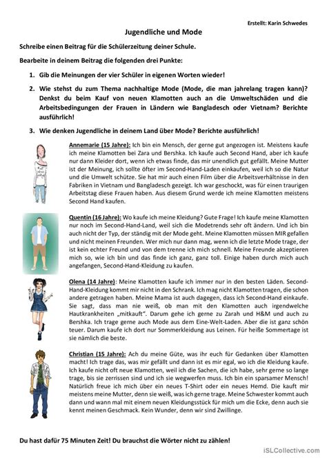 Jugendliche Und Mode Deutsch Daf Arbeitsbl Tter Pdf Doc