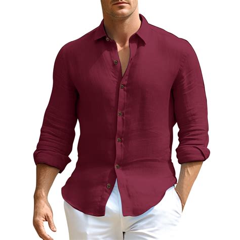 PMUYBHF Male Xxl Mens White Dress Shirt July 4 Mens Fashion Casual