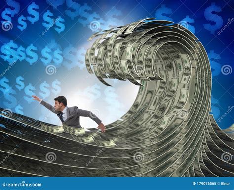 Businessman Swimming In The Sea Of Dollar Money Stock Image Image Of