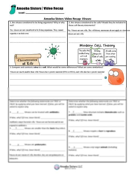 Amoeba Sisters Video Recap Worksheet - Worksheets Library