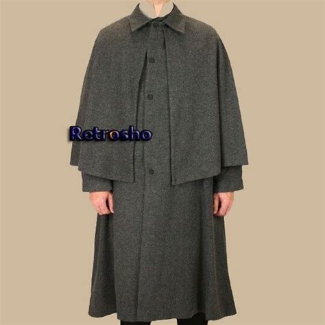 Mens Inverness Cape Wool Gray Caramel Christmas Inverness Coat