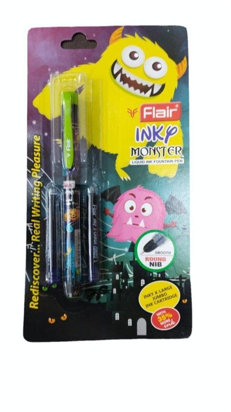 Blue Plastic Flair Inky Monster Fountain Pen For Writing Packaging