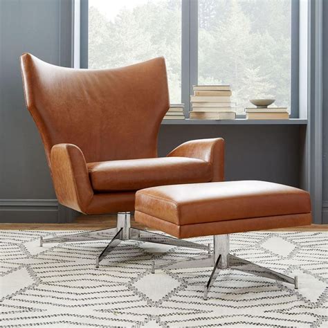 Hemming Leather Swivel Armchair | west elm United Kingdom