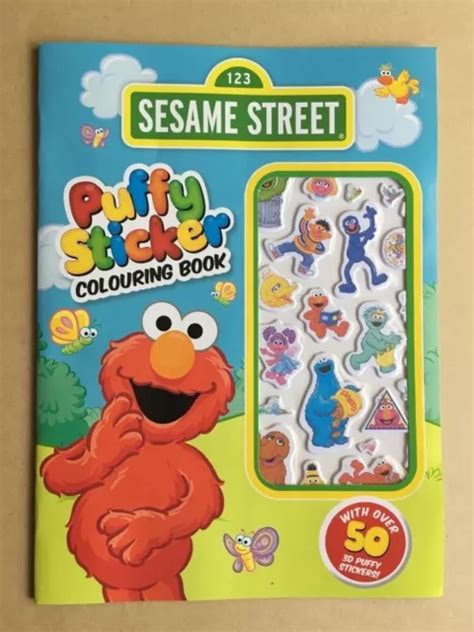 Sesame Street Puffy Sticker Colouring Book Elmo Big Bird Bert