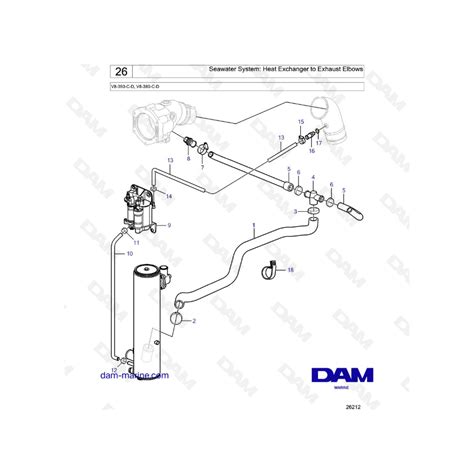 Volvo Penta V8 350 V8 380 Seawater System Heat Exchanger To