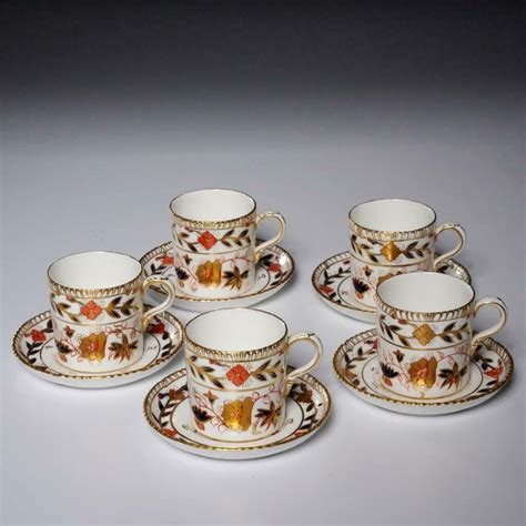 SET OF 5 VINTAGE ROYAL CROWN DERBY GADROON ROSE DEMITASSE CUPS