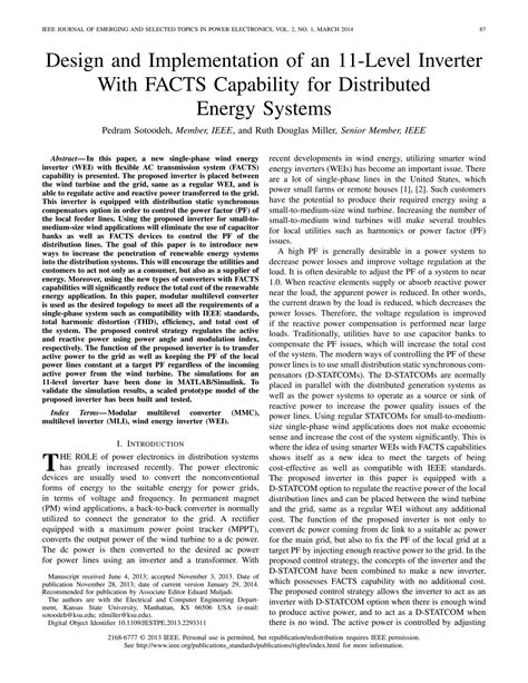 Solution Design And Implementation Of An 11 Level Inverter With Facts