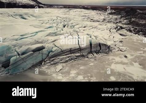 Glacier Tongue In Iceland Filmed By Drone With Different Cinematic