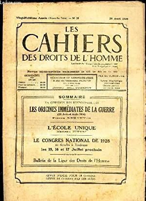 LES CAHIERS DES DROITS DE L HOMME N10 20 Avril 1928 LES ORIGINES