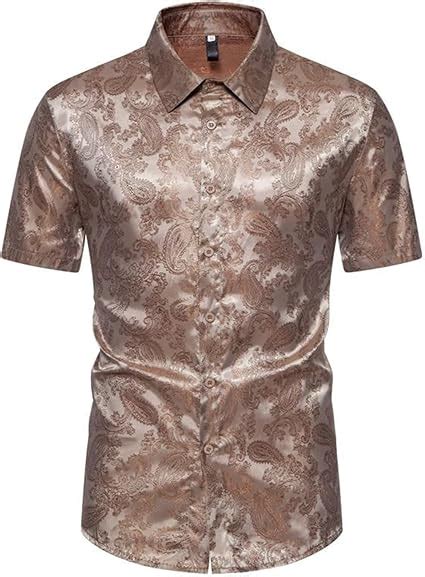 Cutefiorino Satin Hemd Herren Kurzarm Trachtenhemd Wei Herren Anzug