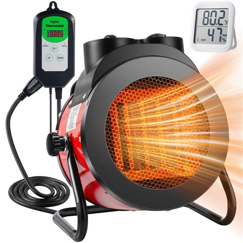 Dreyoo Greenhouse Heater Fan With Digital Thermostat 1500w Quick Heating For Grow Tent Seed