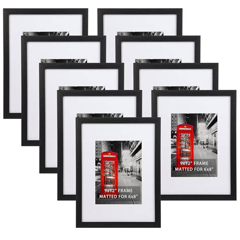 9x12 Picture Frame Set of 9, Black 6x8 Photo Frame with Mat for Home ...