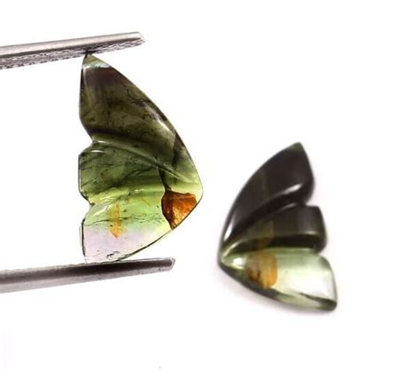 Loose Gemstone Natural Certified Bio Tourmaline Hand Carved Butterfly