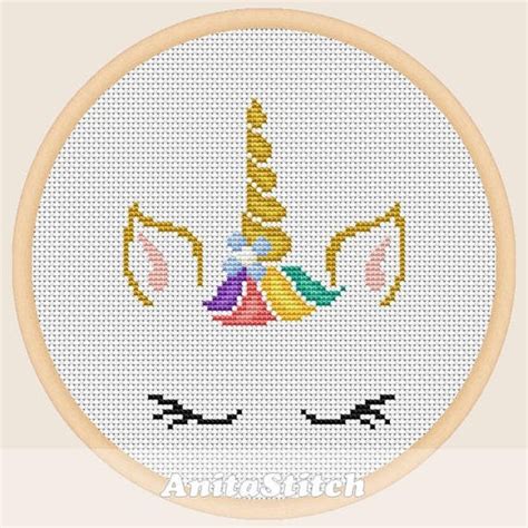 Unicorn Face Cross Stitch Pattern Etsy