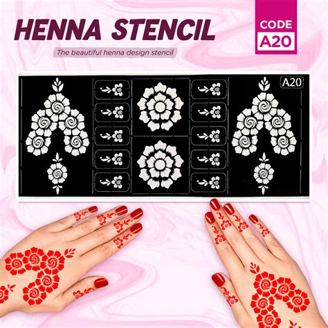 Sticker Inai Henna Stencil Sticker Henna Mehndi Stencil A20