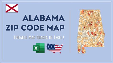 Alabama Zip Code Map In Excel Zip Codes List And Population Map Youtube