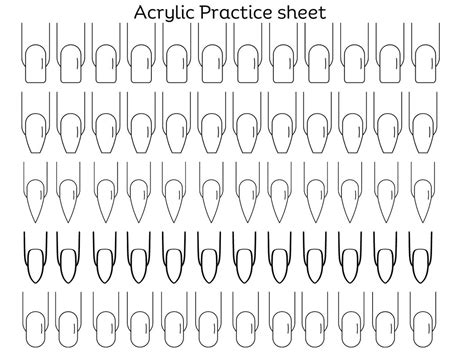 Acrylic Nail Practice Sheet Etsy