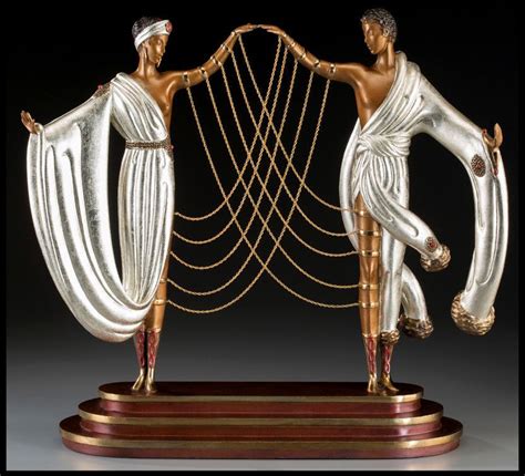 Rare Erte Signed Bronze Sculpture The Wedding Original Art Deco