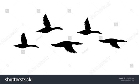 Vector Black Flock Flying Duck Silhouette Stock Vector (Royalty Free ...