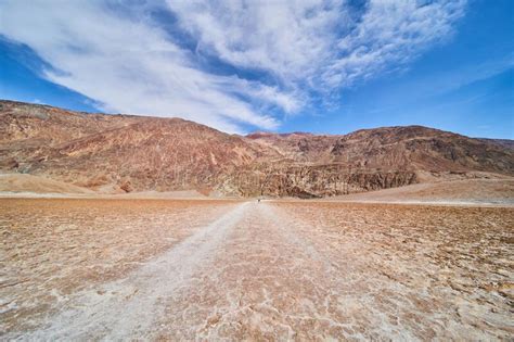 Iconic Death Valley Badwater Basin Salt Flats by Mountains Stock Image ...