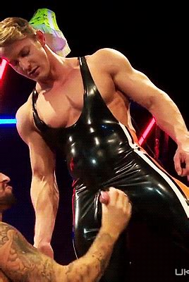 Sex Gay Gifs Twink In Latex Singlet