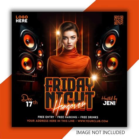 Premium PSD Friday Night Dj Party Flyer Social Media Post And Web