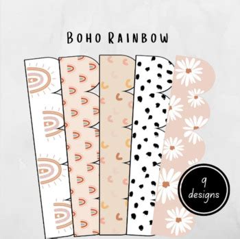 Boho Rainbow Bundle | Printable Bulletin Board Borders | TPT