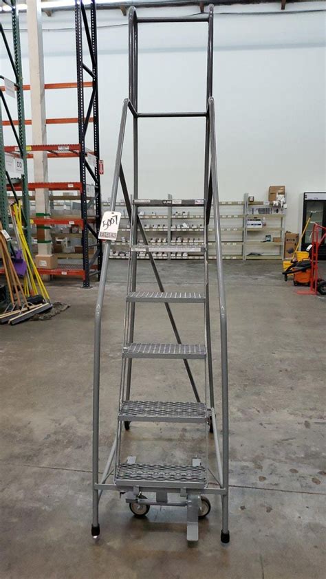 Uline 6 Step Rolling Work Platform Ladder Whandrails Mn C0120